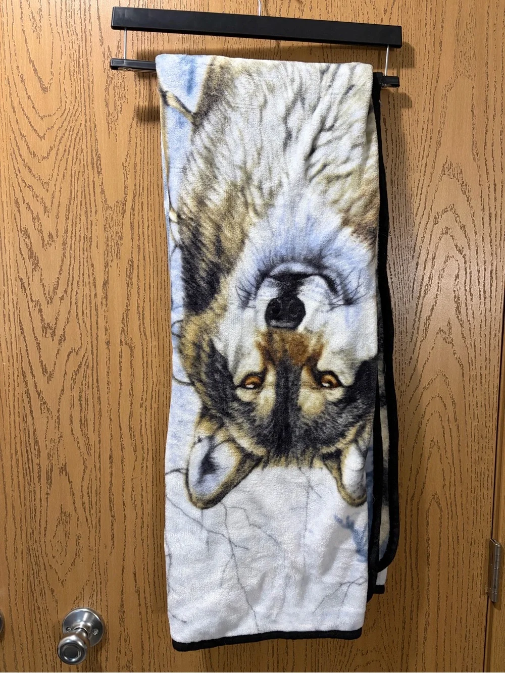 Rustic Wolf Winter Scene Plush Throw Blanket Soft Fleece Cabin Lodge Decor